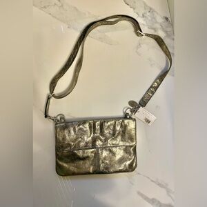 Latico gold leather convertible crossbody bag